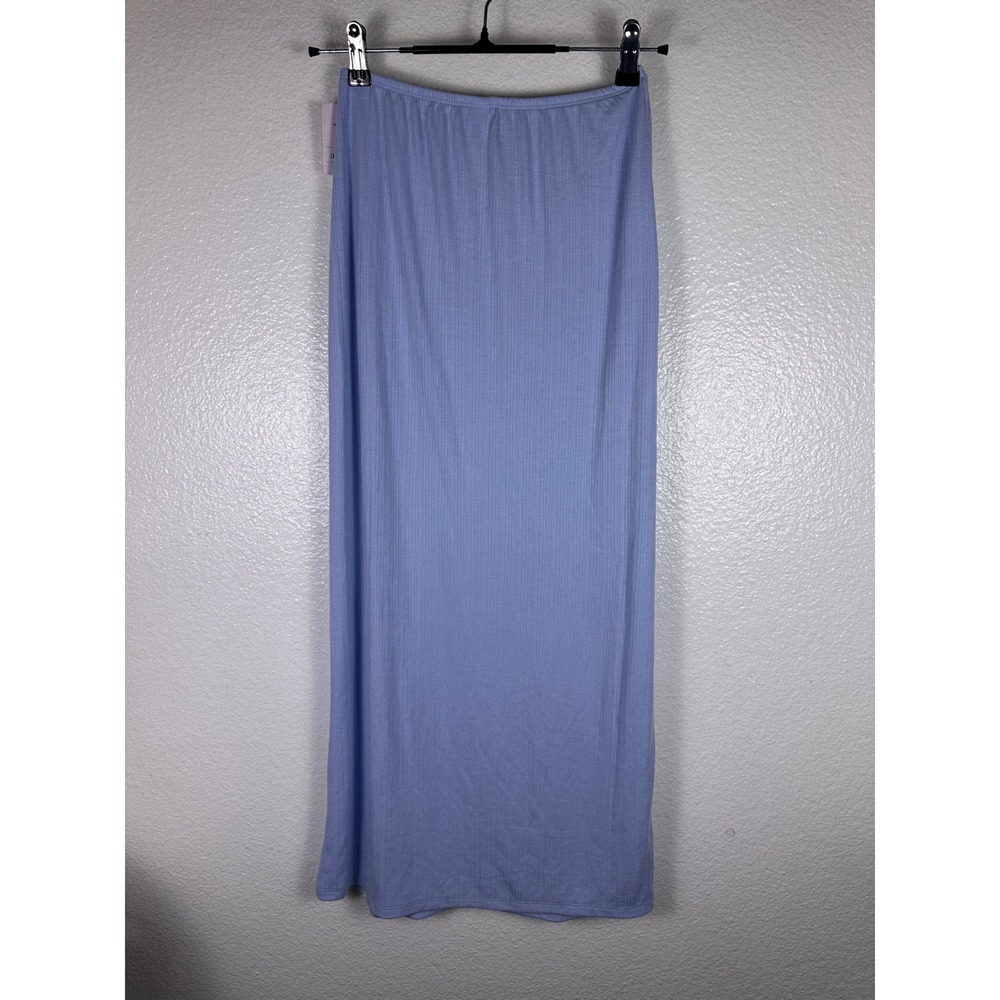 Auden Soft Ribbed Sleepwear Skirt Light Blue Maxi Lounge XS NEW